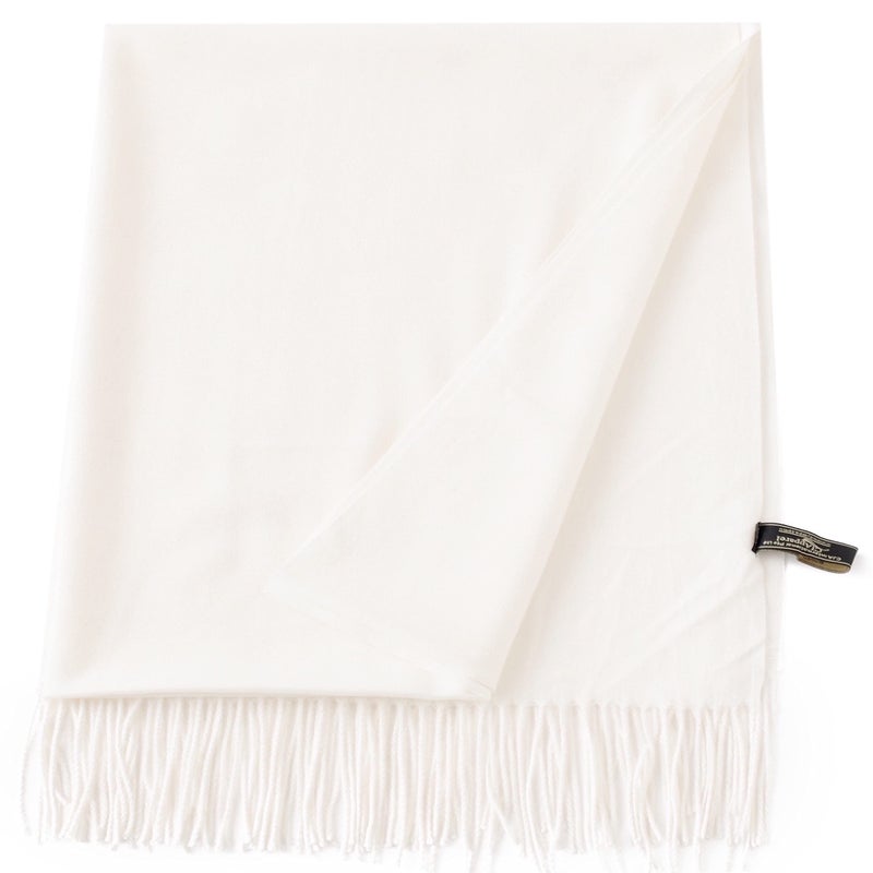 CJ Apparel Ivory Thick Solid Color Tassels Design Cotton Blend Shawl Scarf Wrap Stole Throw Head Wrap Pashmina New - Image 4